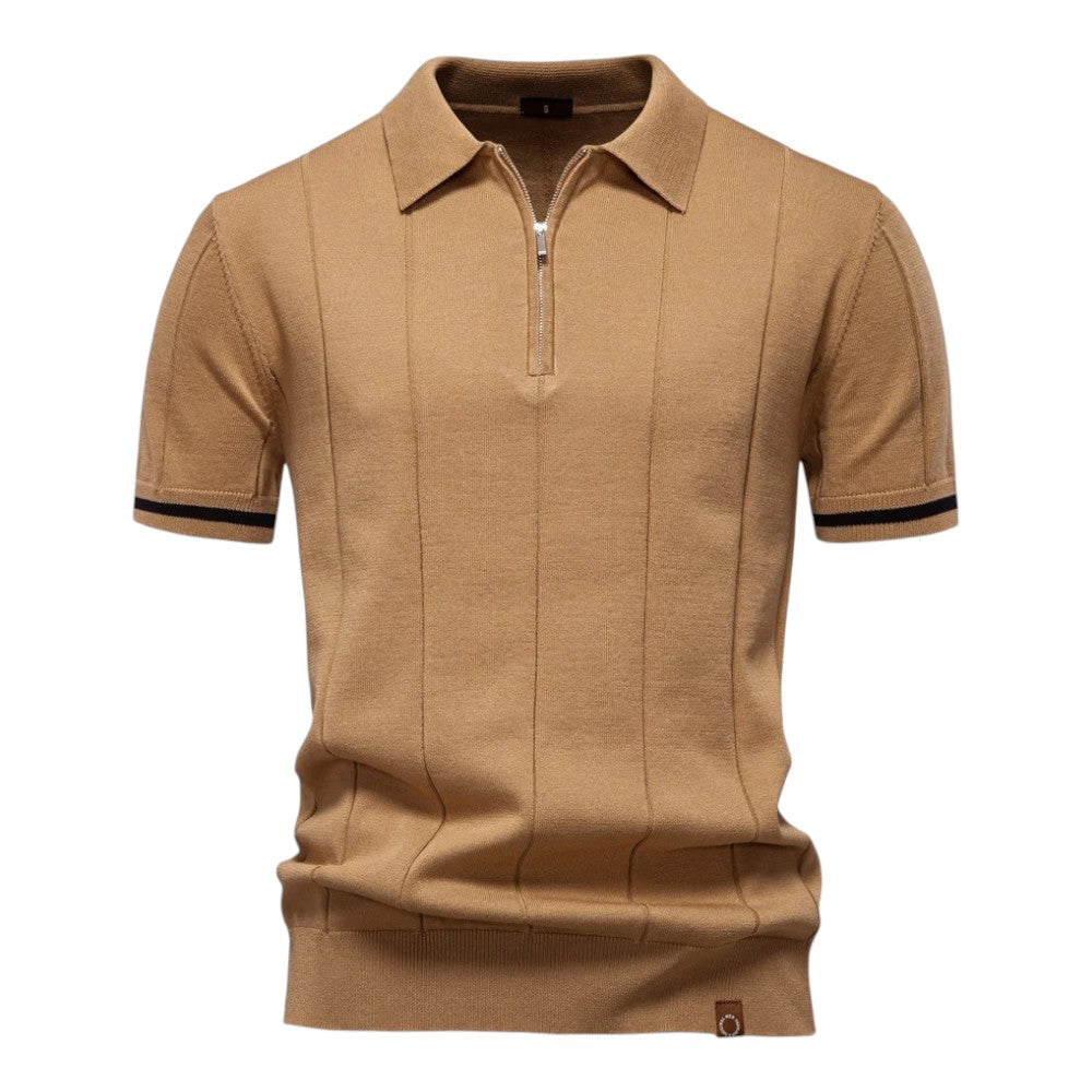 Men's Stretch Viscose Polo Shirt with Knit Texture