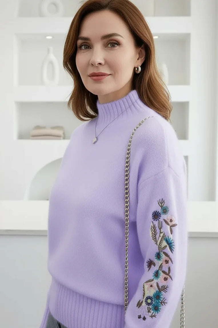 Floral Pattern Cozy Knit Sweater
