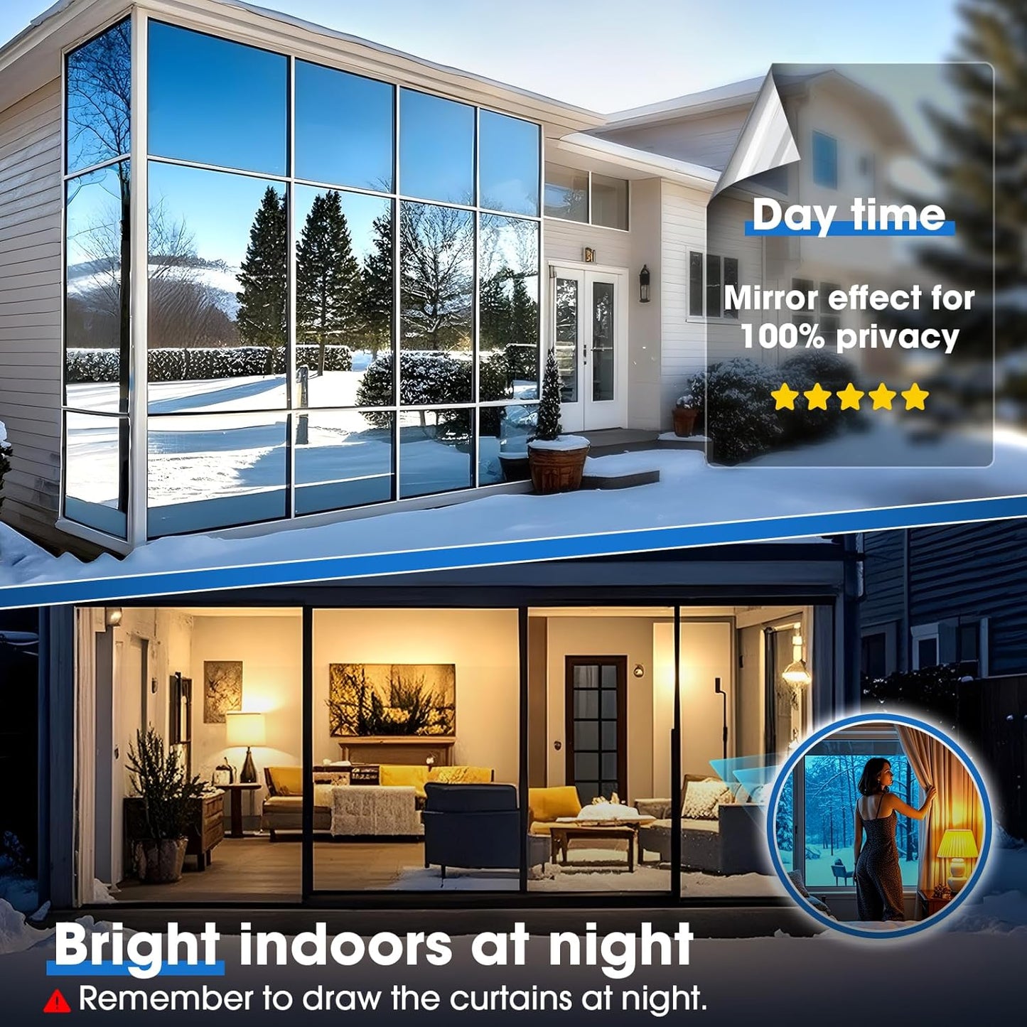 Self-Adhesive Privacy Mirror Film with UV Protection