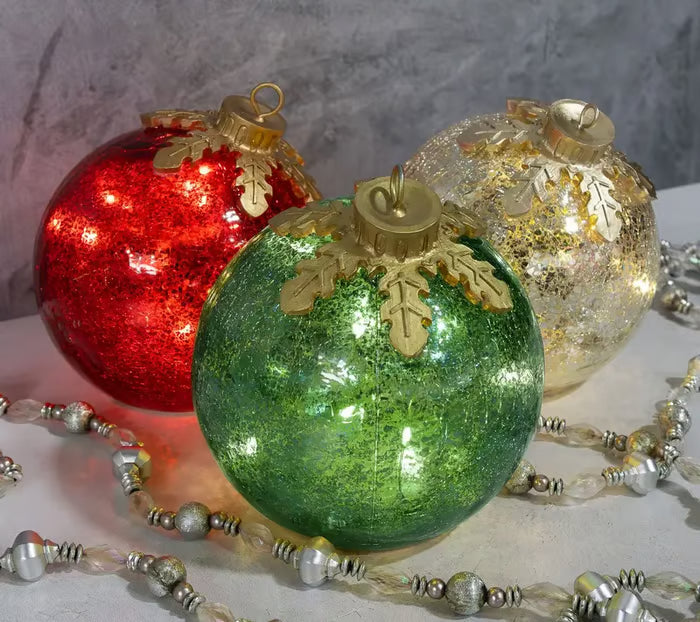 Festive Glass Christmas Table Decorations Set of 3