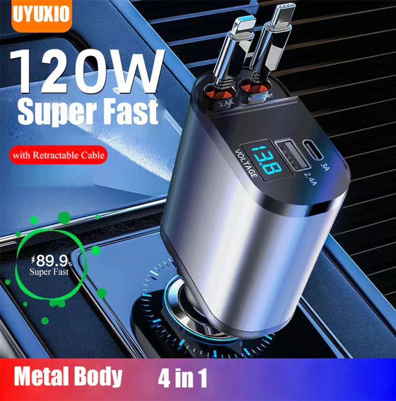 4-in-1 Car Charger Organizer and Fast Charging Hub