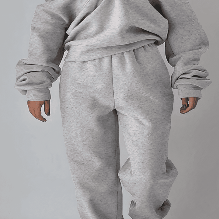 Cozy Fleece-Lined Tracksuit Set with Zip-Up Sweatshirt and Pants