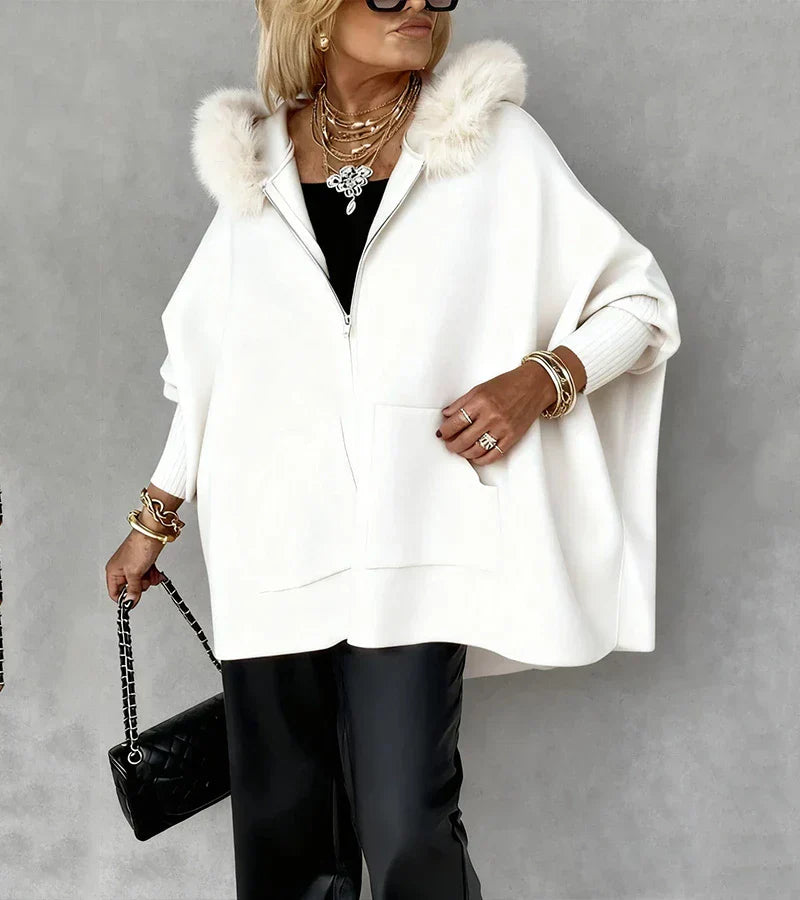 Casual Hooded Coat with Luxurious Fur Collar
