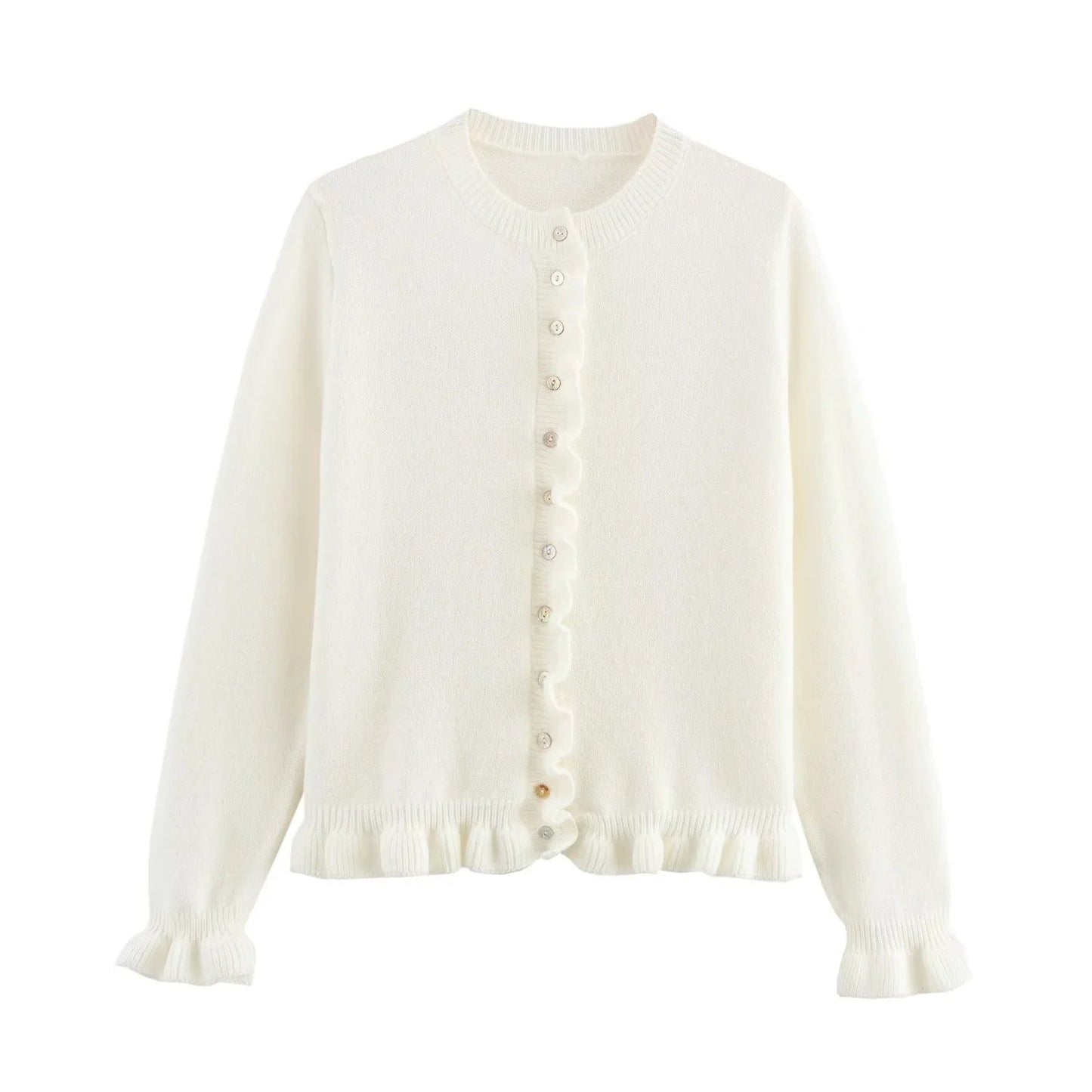 Ruffle Trim Button-Up Women's Cardigan Chic Layering Top