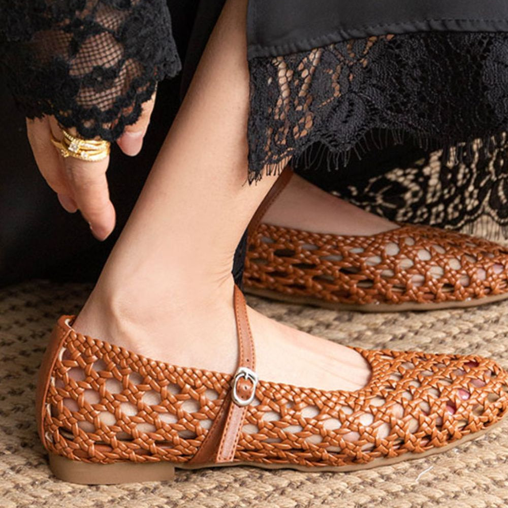 Women's Woven Mesh Mary Jane Flats