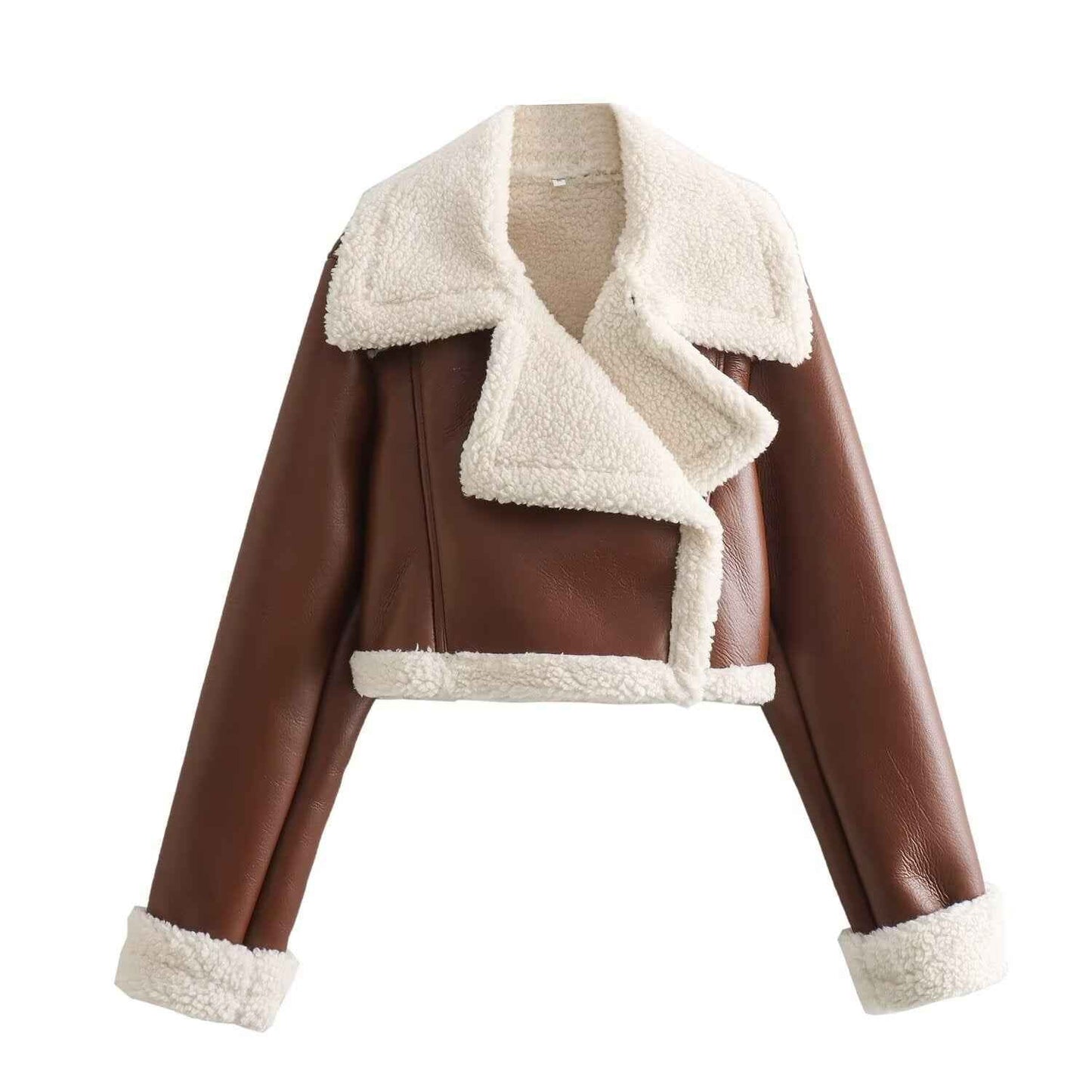 Chic Women's Short Jacket with Warm Teddy Lining