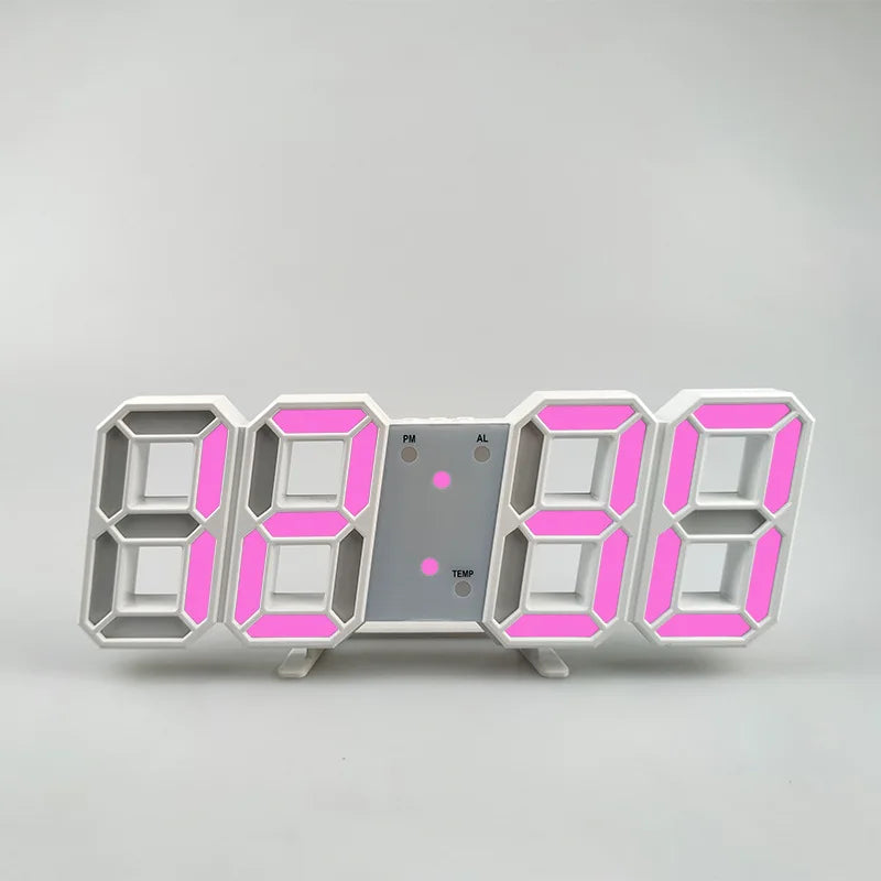 Modern 3D LED Wall Clock with Temperature Display for Home and Office