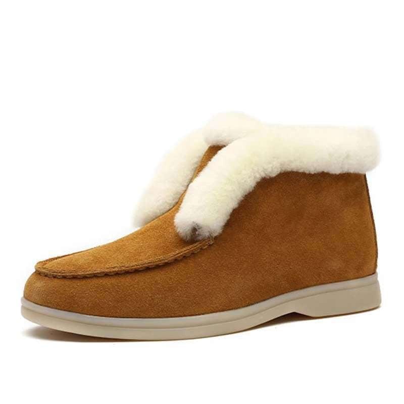 Cozy Suede Fur Lined Slip-On Ankle Boots