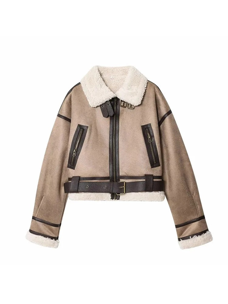 Velvet Cropped Coat with Zipper Detail