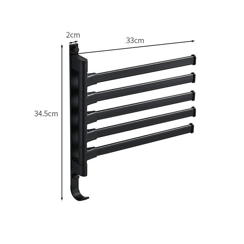 Modern Black Wall-Mounted 5-Arm Towel Rack
