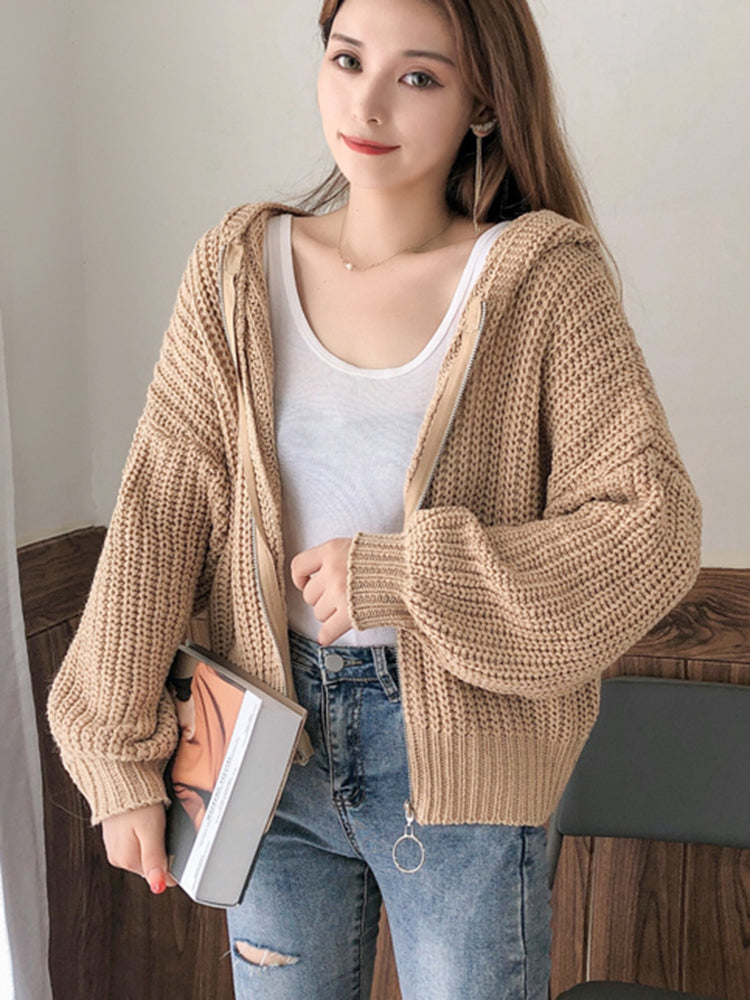 CozyNest™ - Hooded Zipper Knit Sweater for Women