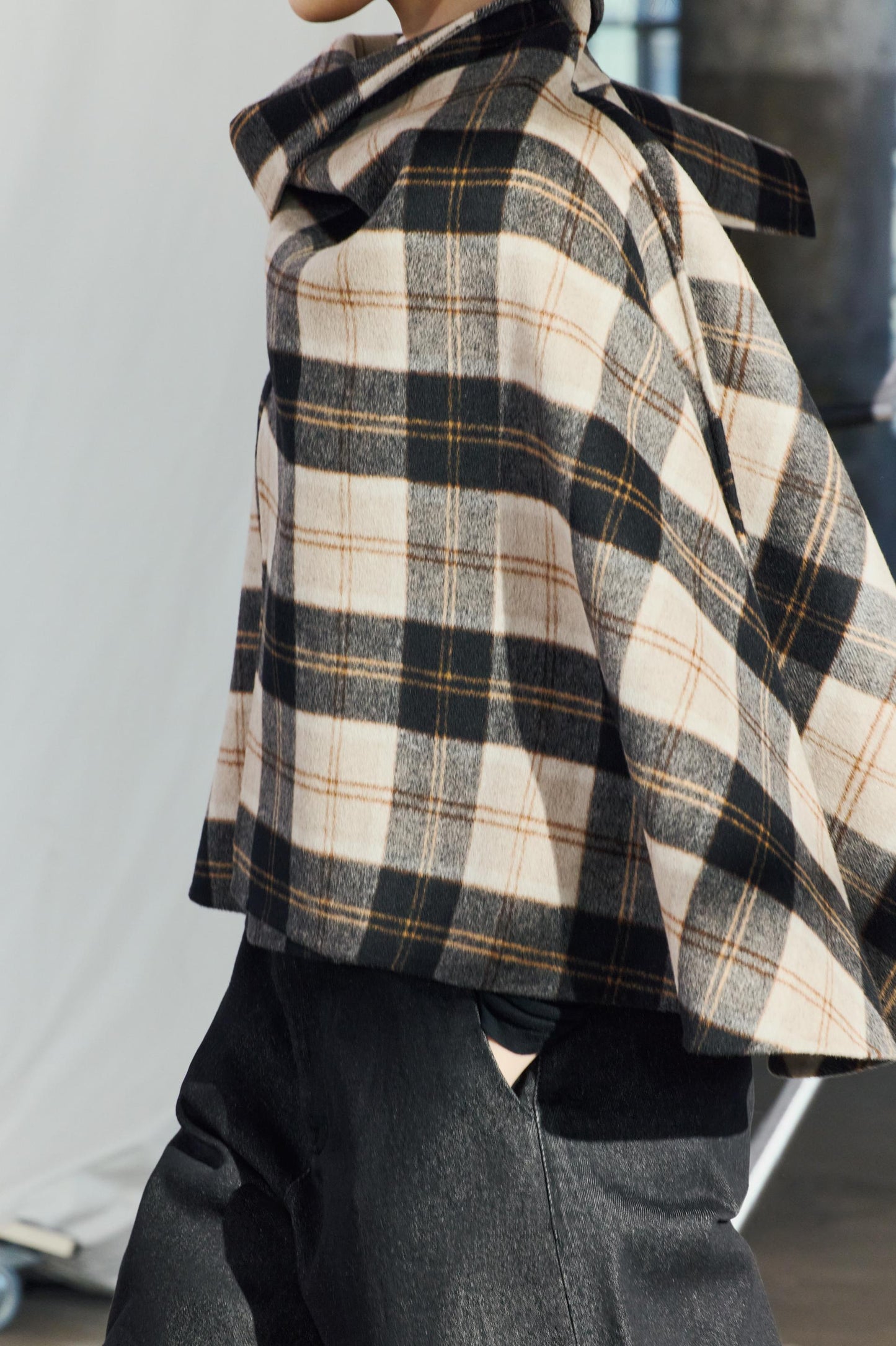 Chic Checked Cape Coat for Stylish Layering
