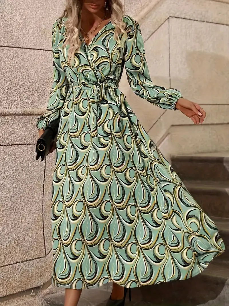 Elegant Wrap Neck Dress