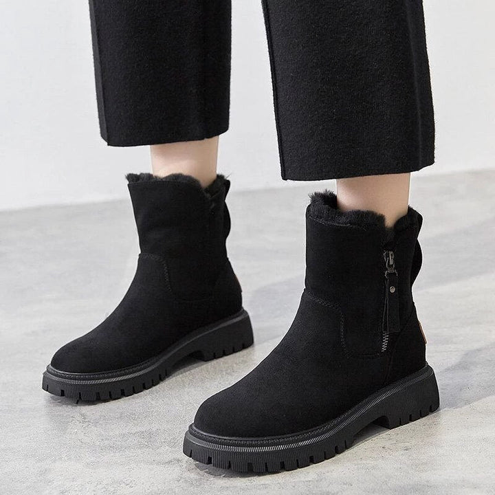 Chic Suede Effect Ankle Boots with Cozy Fur Lining