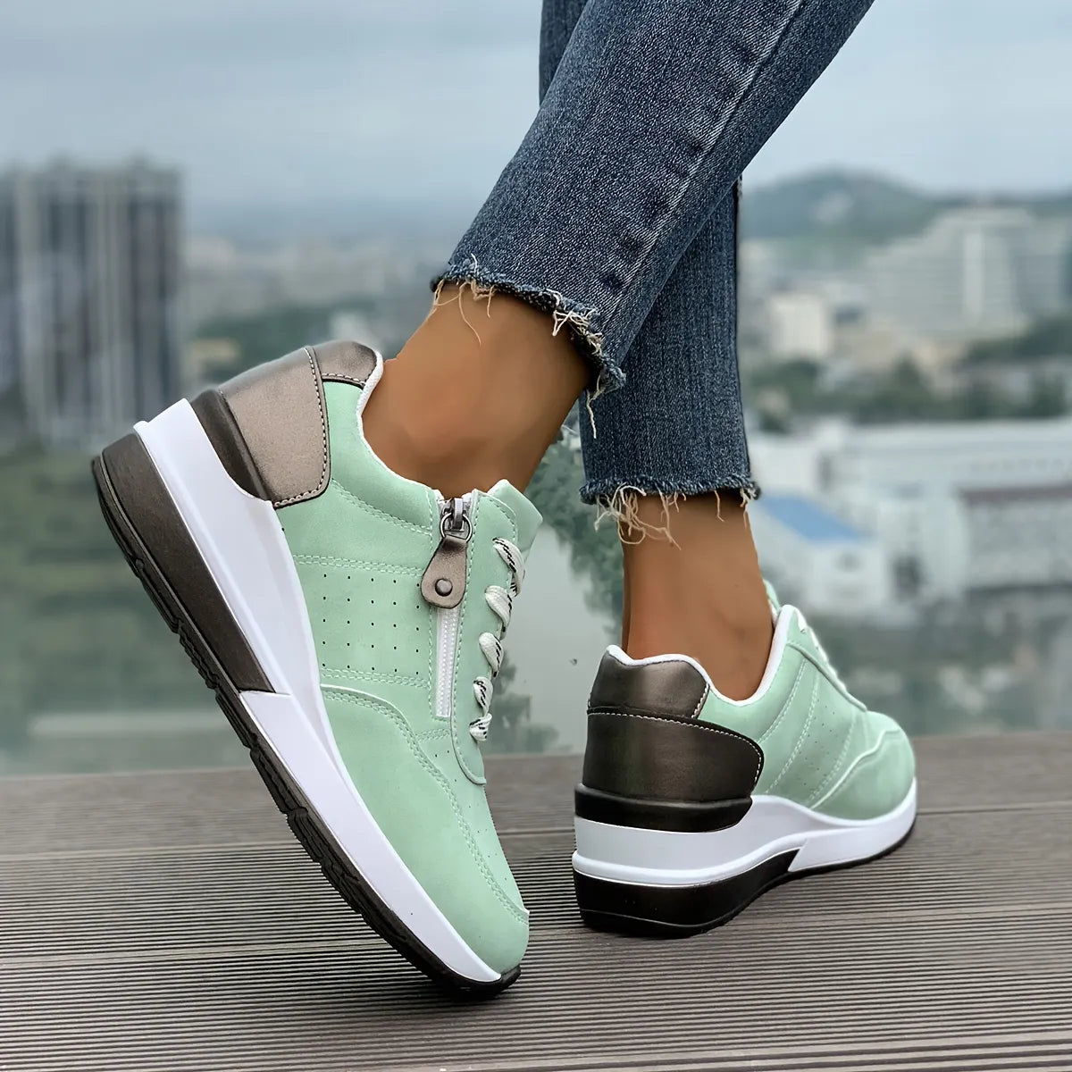 Comfortable Side-Zip Orthopaedic Trainers with Thick Sole