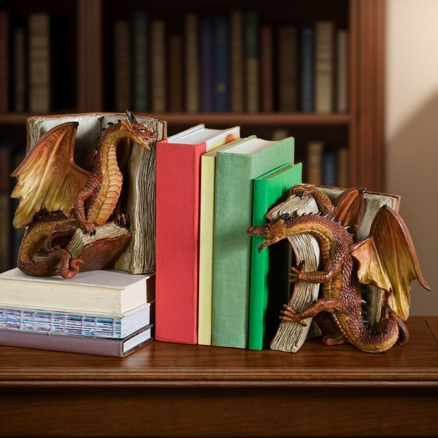 Mythical Dragon Bookends for Magical Home Decor