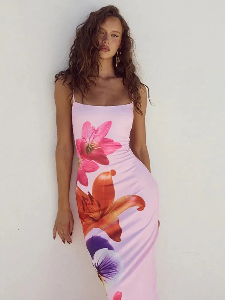 Flowy Long Floral Print Dress
