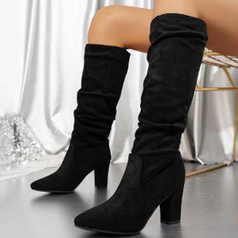 Chic Sleek Solid Color Women’s High Heel Boots