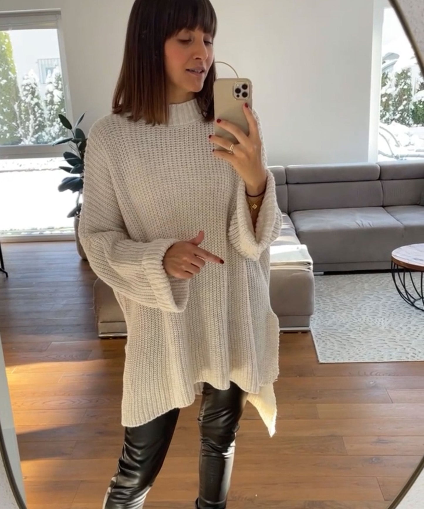 Cozy Oversized Knit Sweater in Soft Beige