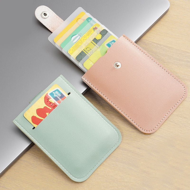 Slim Minimalist PU Leather Card Holder for Women