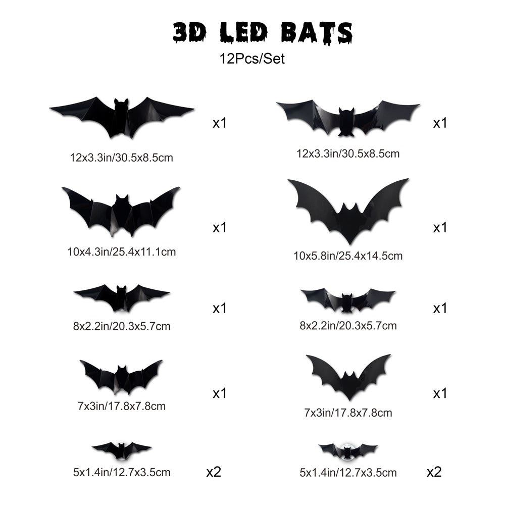 Spooky Halloween LED 3D Bat Wall Decor