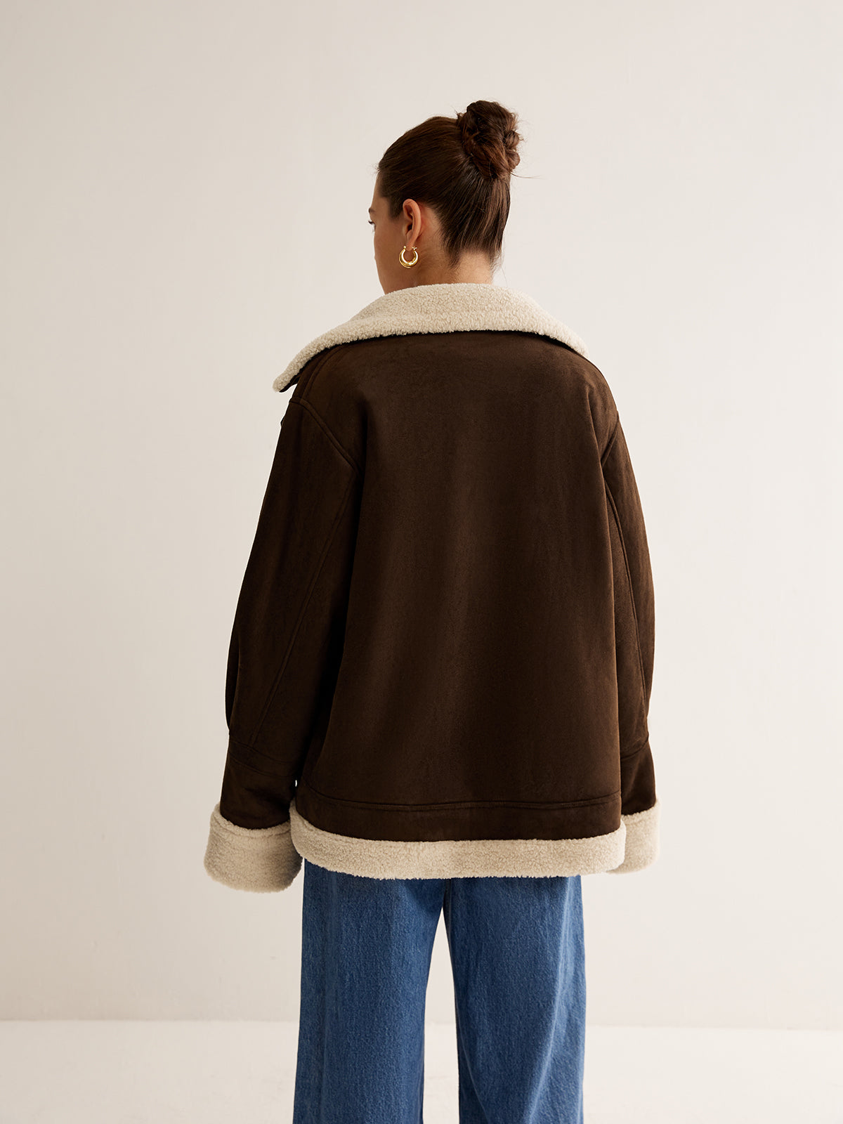 Vintage Brown Fleece Lined Jacket with Relaxed Fit