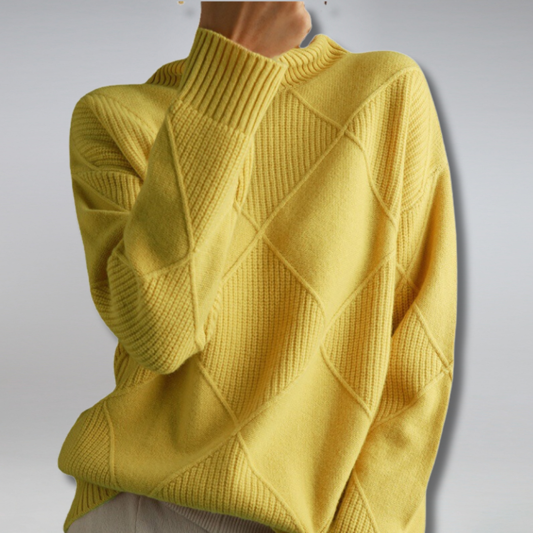 Cozy Geometric Knit Turtleneck Sweater for Women