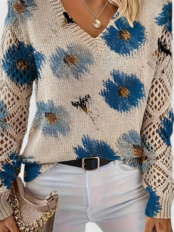 Elegant Floral Print Sweater
