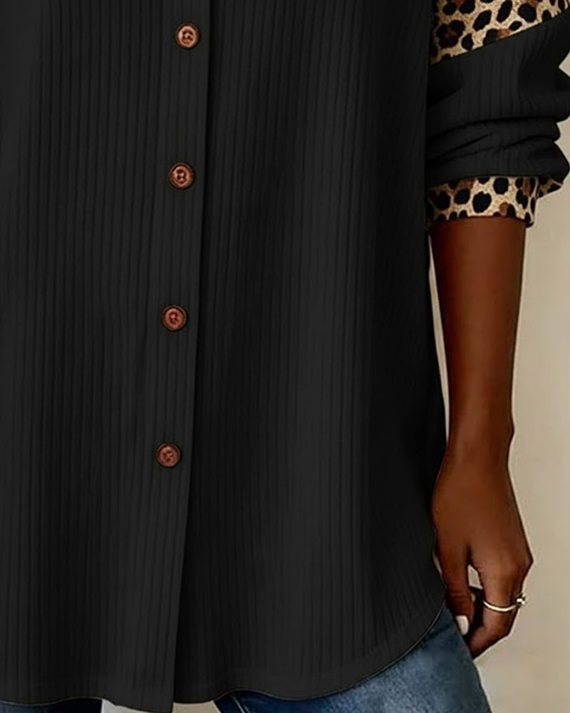 Casual Shirt with Animal Print Sleeves