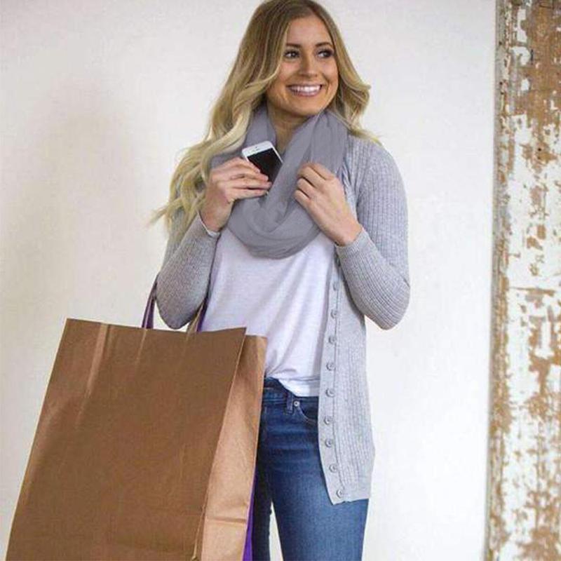 CozySafe™ - Hidden Pocket Scarf for Warmth & Security