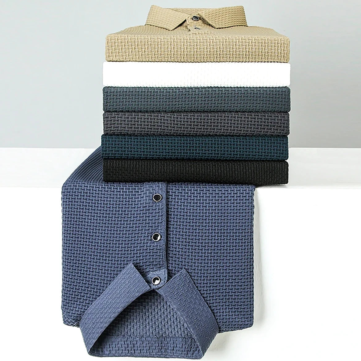 Lightweight Waffle Knit Polo Shirt