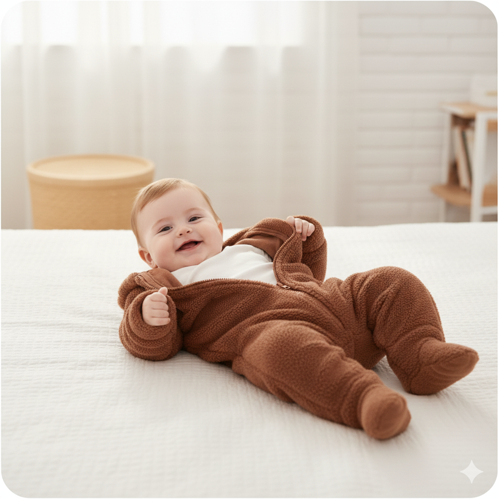 Lunoa™ - Baby Hooded Bear Ear Fluffy Romper
