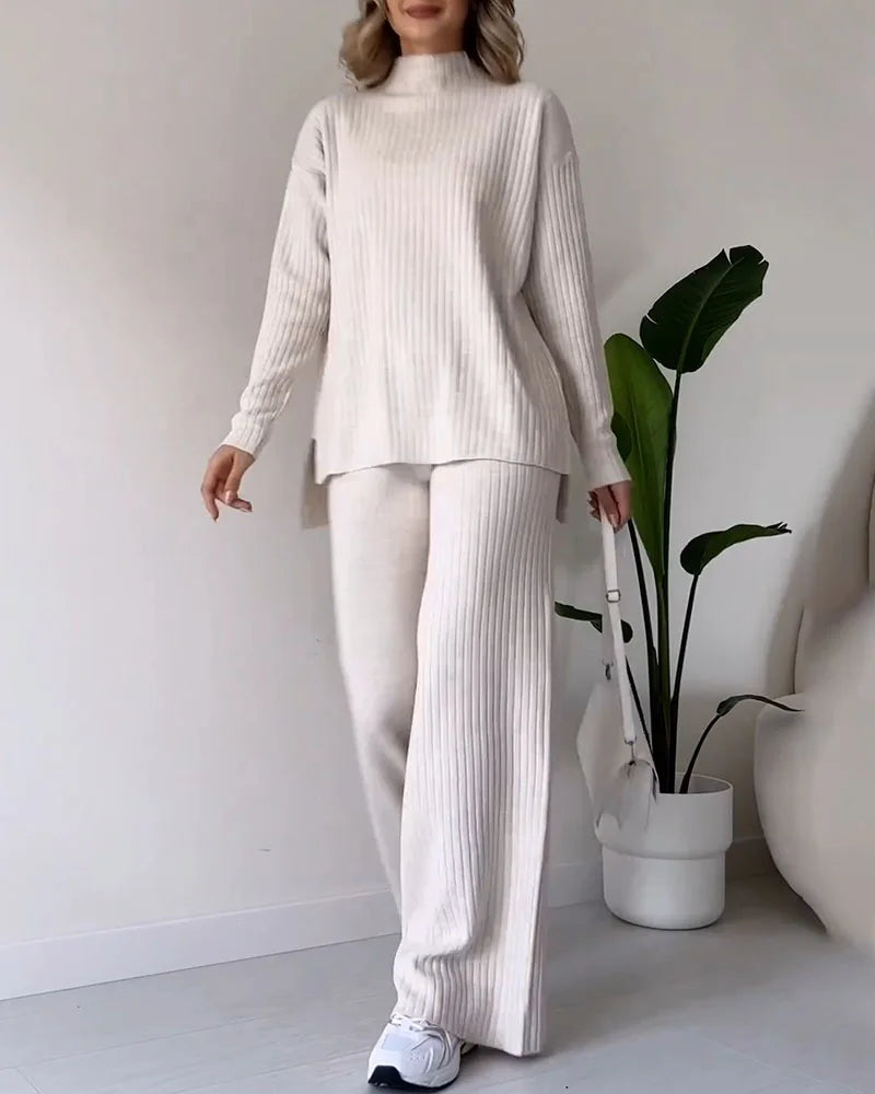 Chic Slit Two-Piece Set for Effortless Casual Style