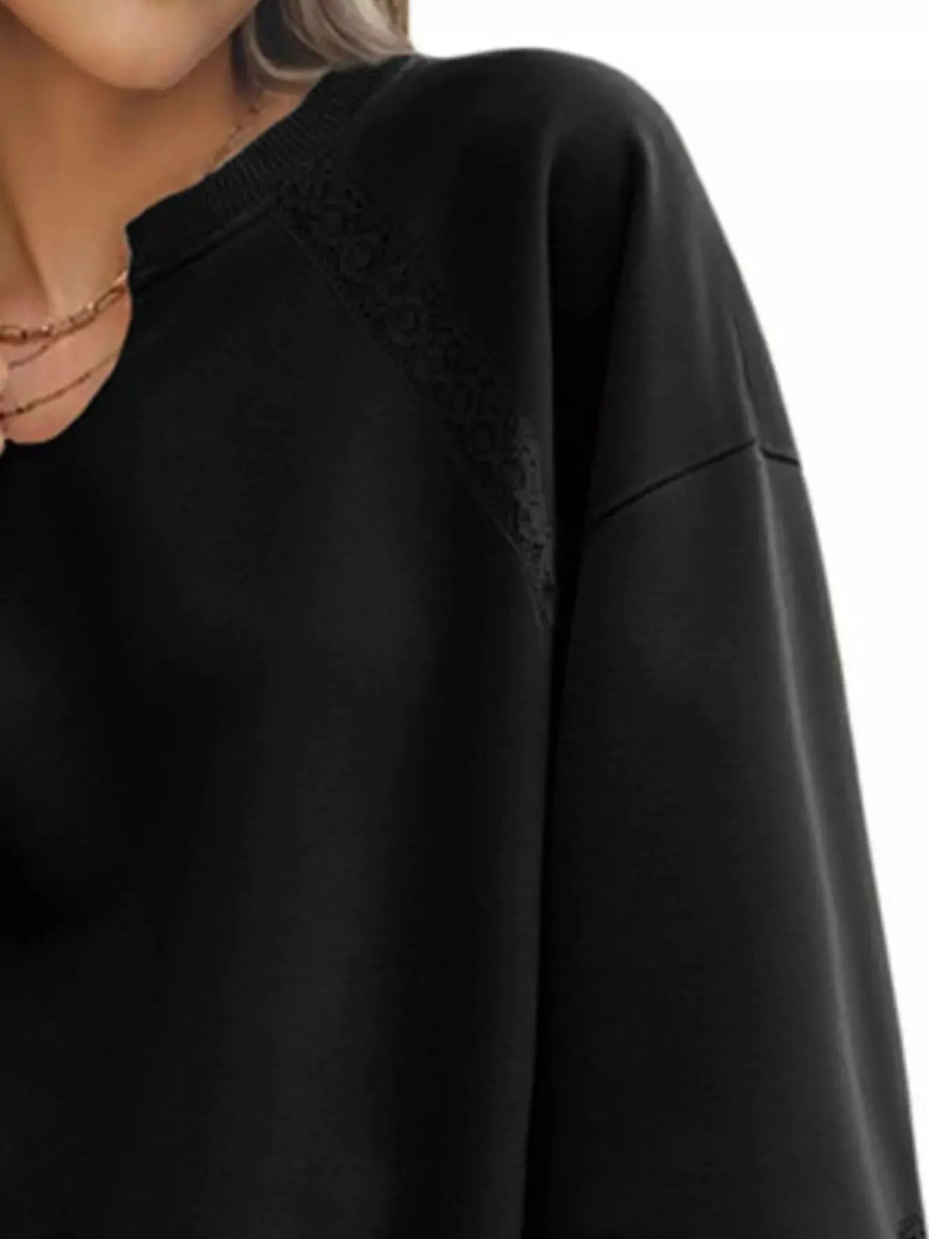 Cozy Lace Detail Sweatshirt for Casual Chic Looks