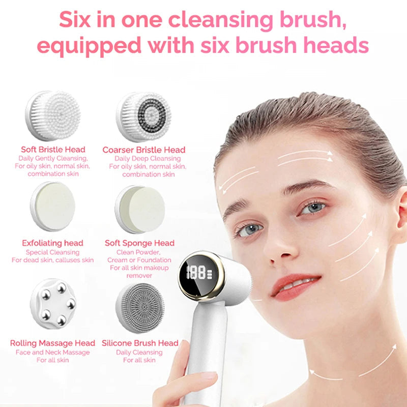 GlowCircle™ 6-in-1 Facial Cleansing Brush for Radiant Skin