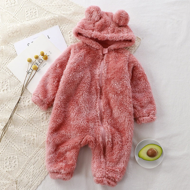 Lunoa™ - Baby Hooded Bear Ear Fluffy Romper