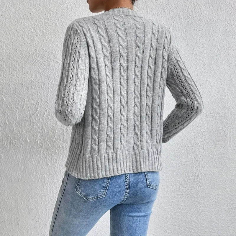 Cozy Cable Knit Button-Up Cardigan for Women