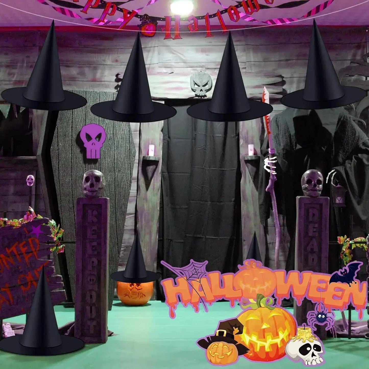 Spooky Halloween Witch Hat Decoration for Party and Home