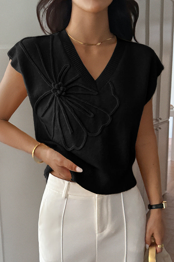 Loose Fit V-Neck Sleeveless Knit Vest