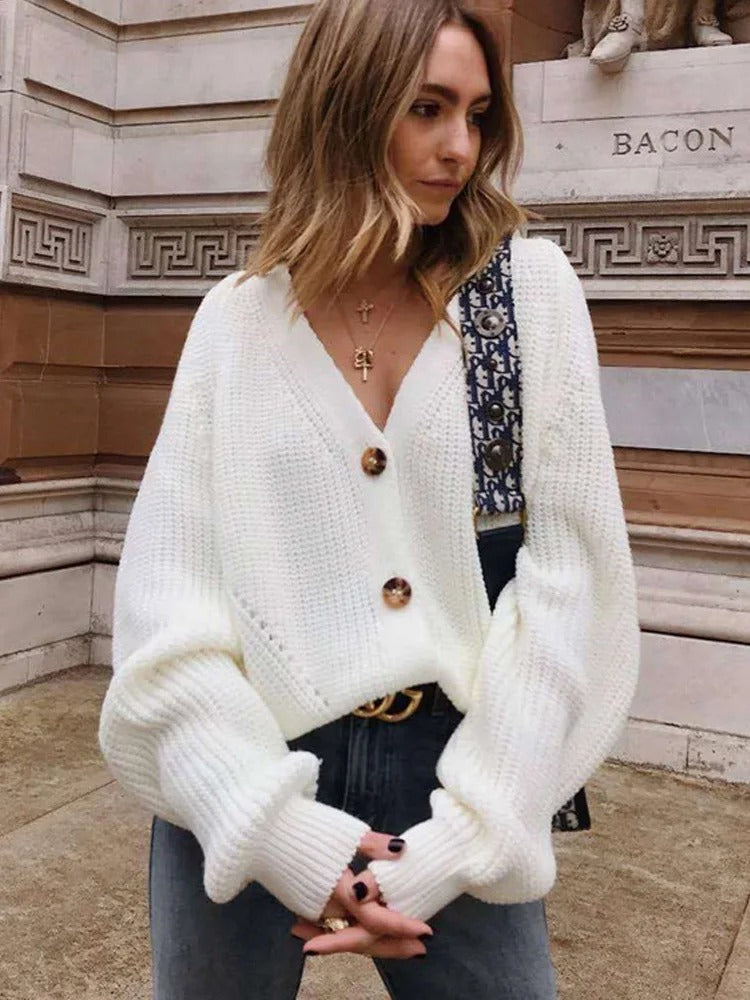 Women’s Puff Sleeve Knitted Cardigan
