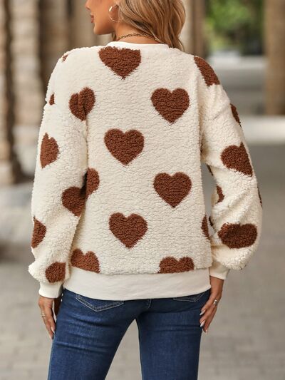 Cozy Heart Pattern Knit Sweater