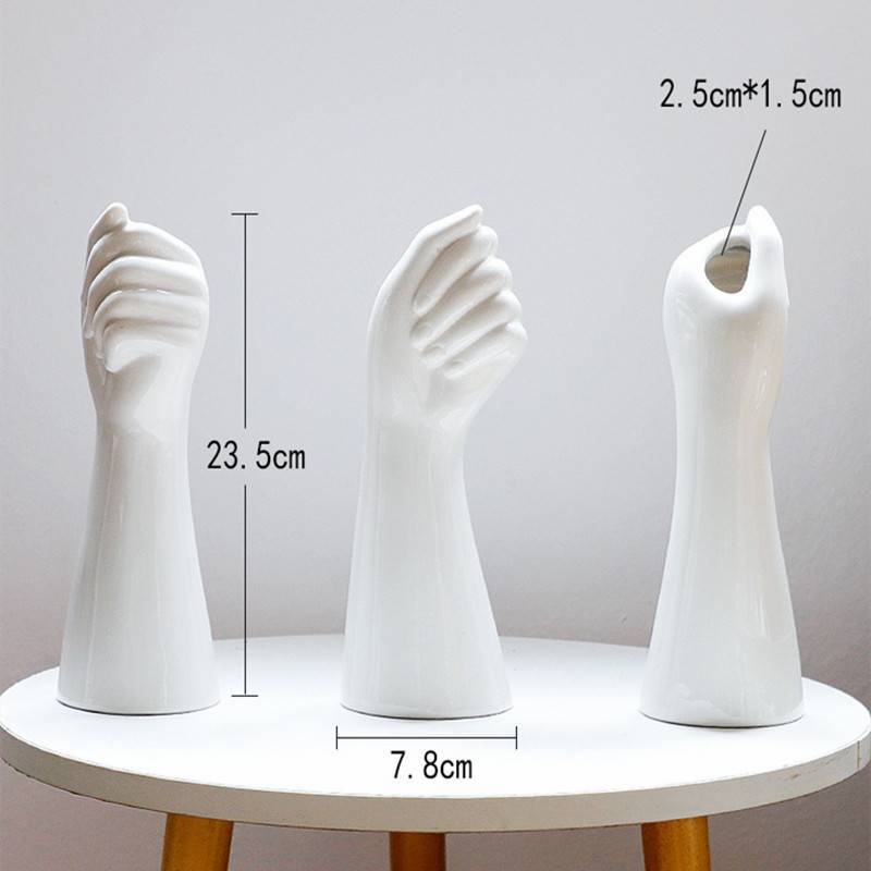 Glossy Ceramic Hand-Shaped Vase Artistic Home Decor Accent