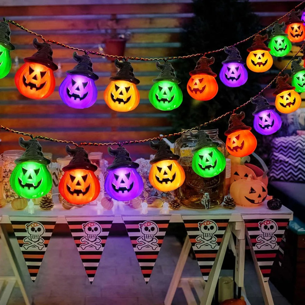 Halloween Pumpkin String Lights USB Battery Operated Indoor Outdoor Decor