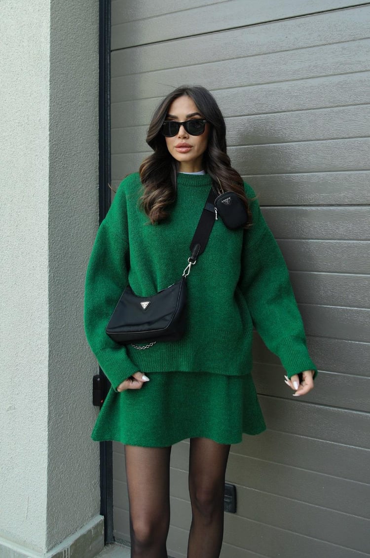 Chic Knit Sweater & Mini Skirt Set for Cozy Fall Style