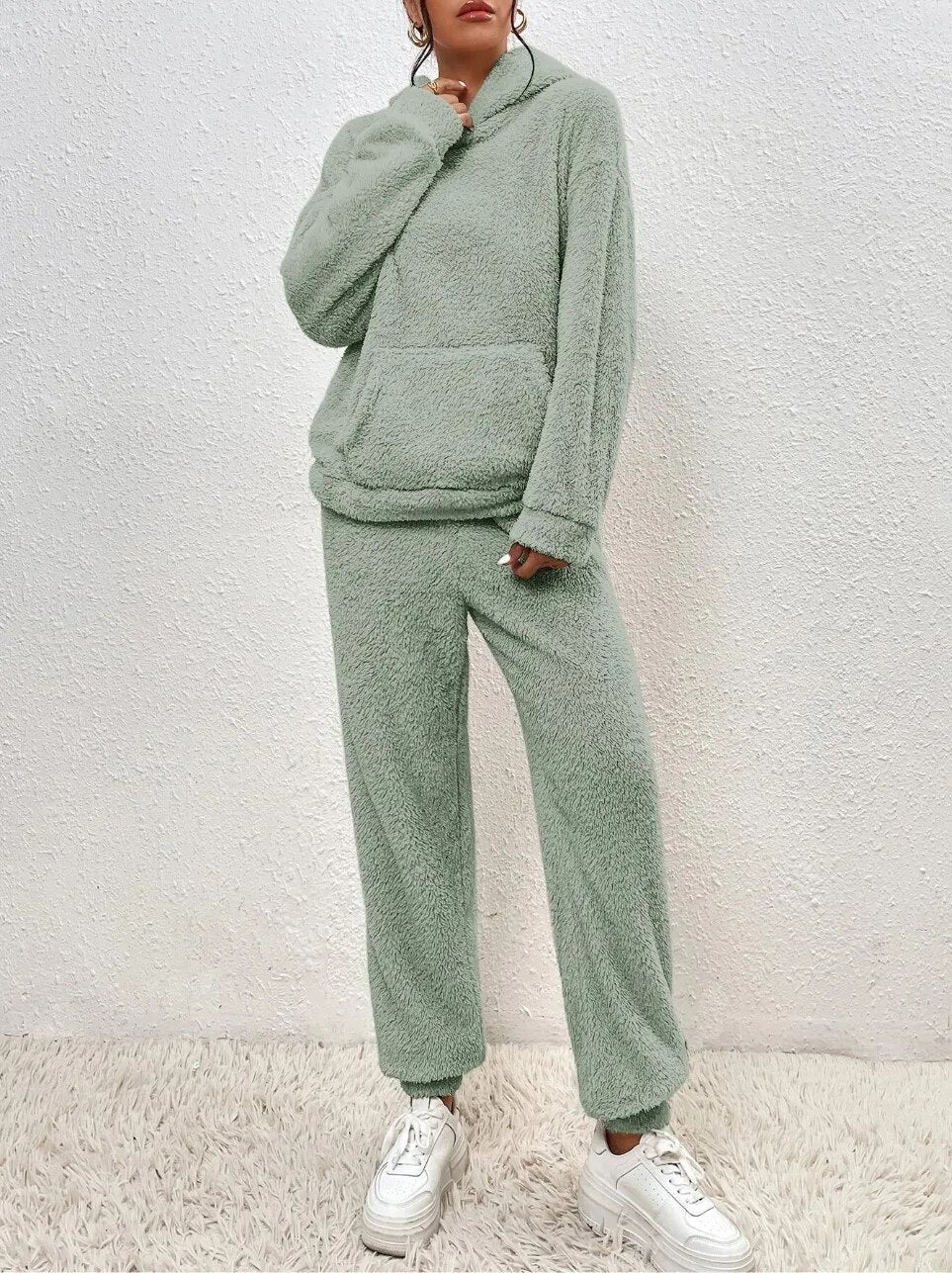 Cozy Teddy Two-Piece Loungewear Set for Women