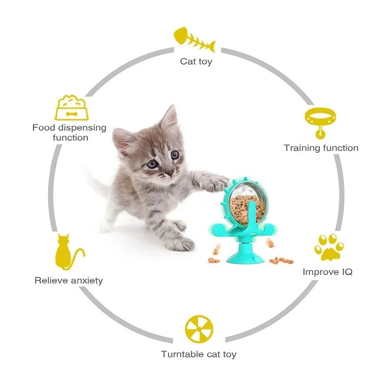 PurrPlay™ - Interactive Cat Turntable Feeding Bowl