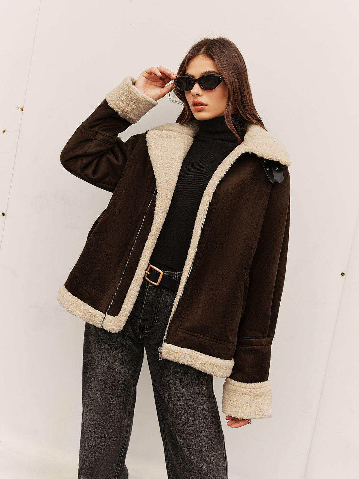 Vintage Brown Fleece Lined Jacket with Relaxed Fit