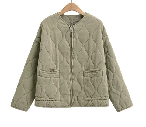 Vintage Quilted Jacket with Classic Stitch Detailing