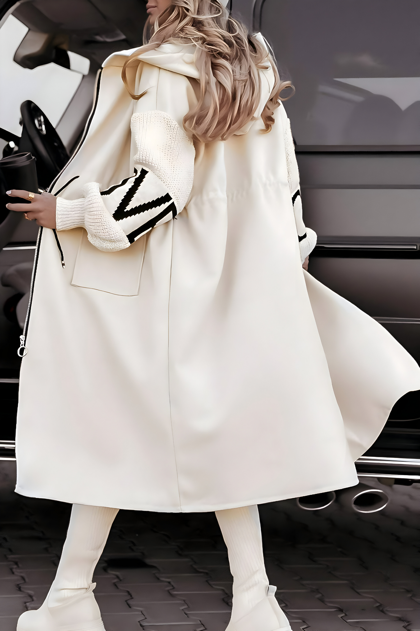 Cozy Knitted Sleeve Hoodie Jacket for Women