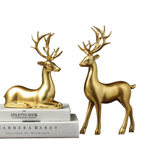 LuxeNest™ - Golden Deer Resin Sculpture for Elegant Home Decor